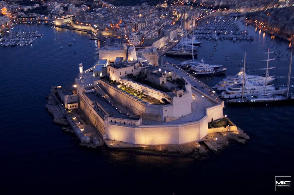 night aerial view malta